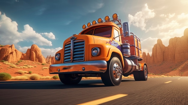 Free photo 3d cartoon truck illustration