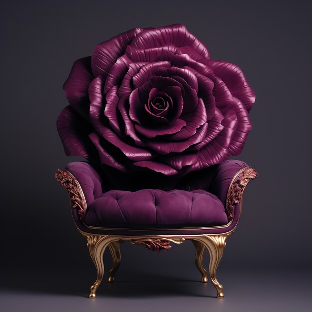 Free photo 3d chair with floral ornaments