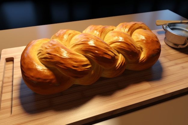 Free photo 3d challah dish for hanukkah