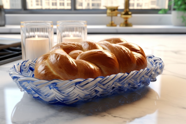 Free photo 3d challah dish for hanukkah