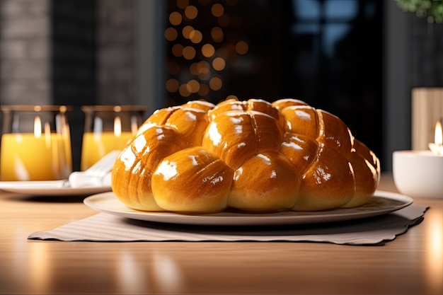 Free photo 3d challah dish for hanukkah