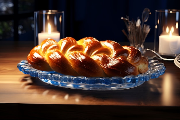 Free photo 3d challah dish for hanukkah