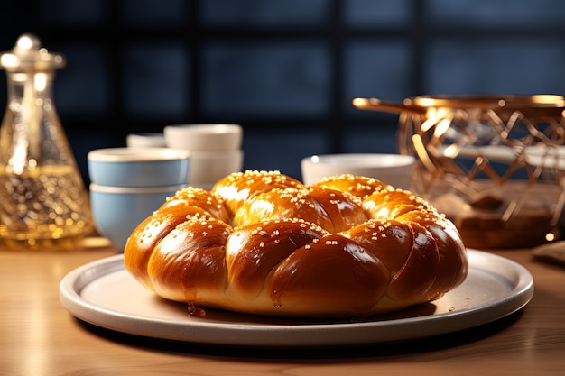 Free photo 3d challah dish for hanukkah