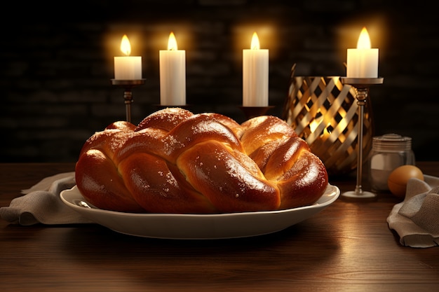 Free photo 3d challah dish for hanukkah