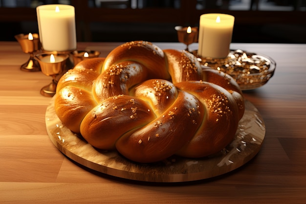 Free photo 3d challah dish for hanukkah