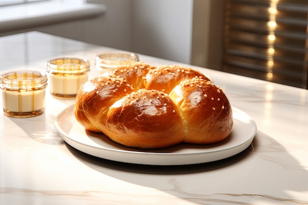 Free photo 3d challah dish for hanukkah