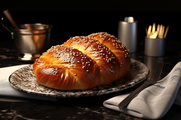 Free photo 3d challah dish for hanukkah