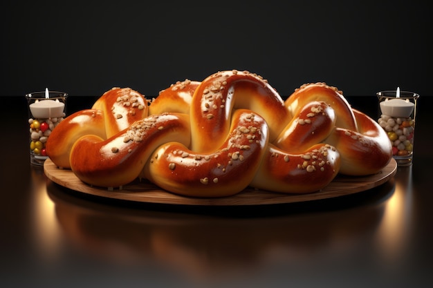 Foto gratuita 3d challah piatto per hanukkah