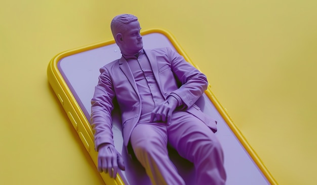 3d character emerging from a smartphone