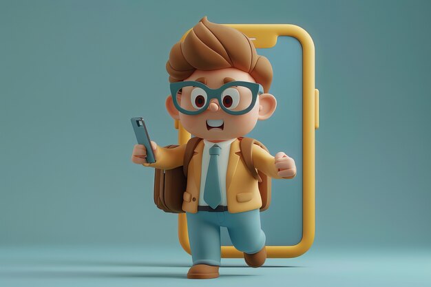 3D-персонаж, появляющийся на смартфоне