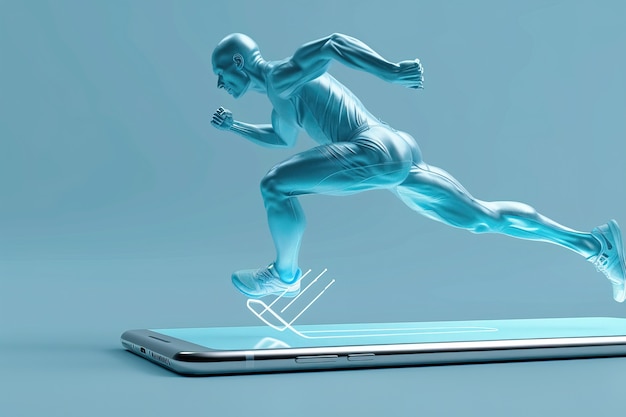 Foto gratuita personaggio 3d che emerge da uno smartphone