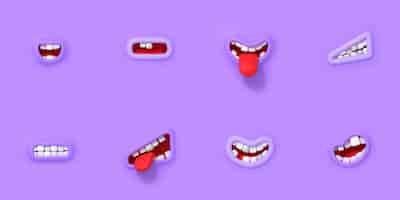 Free photo 3d character mouth with different emotions