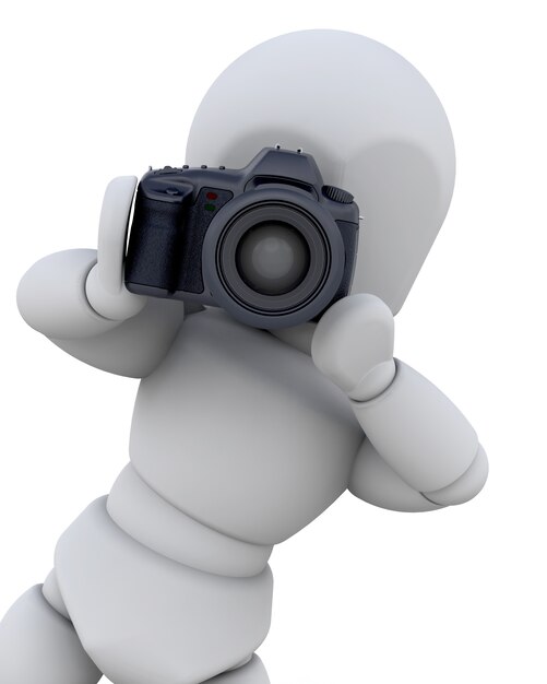 3d character with a photo camera