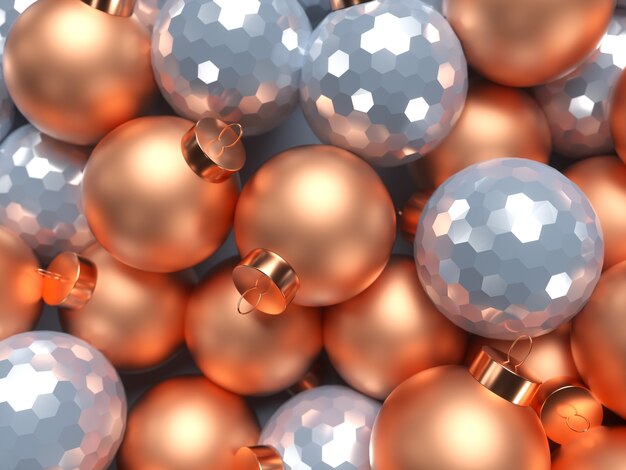 3d Christmas background with decorative balls. Merry Christmas and Happy New Year. 3d rendering illustration.