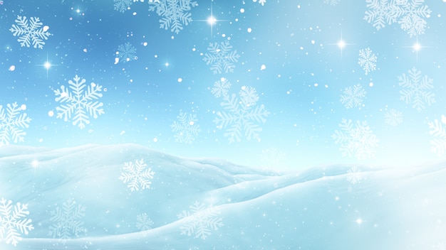 Free photo 3d christmas background with snowflakes