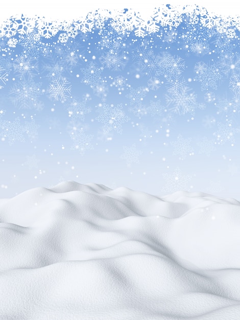 Free photo 3d christmas background with snowy scene