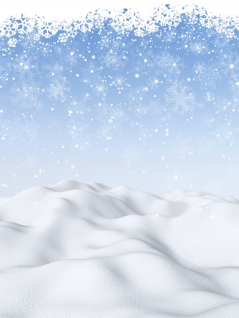 Free Photo 3d christmas background with snowy scene