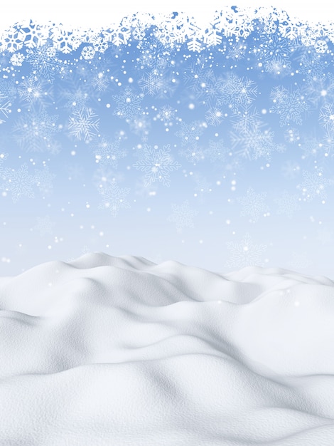 雪景色の3Dクリスマスの背景