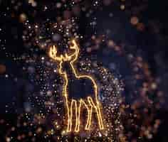 Free photo 3d christmas background with sparkly deer outline