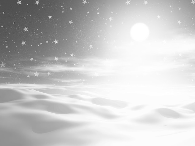 無料写真 星空と雪が降る 3 d のクリスマスの風景