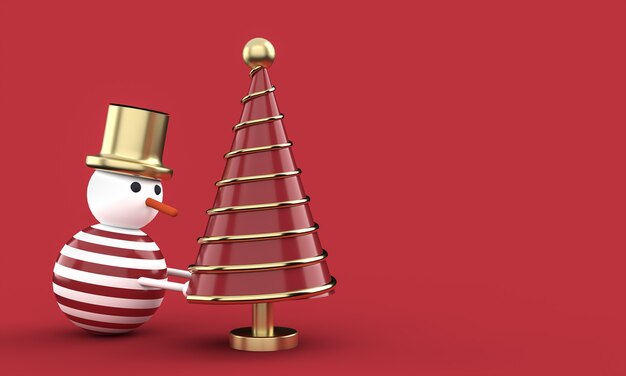 雪だるまと3dクリスマスポストカードの壁紙 メリークリスマスのコンセプト 3dイラスト プレミアム写真 雪だるまと3dクリスマスポストカードの壁紙 メリークリスマスのコンセプト 3dイラスト プレミアム写真