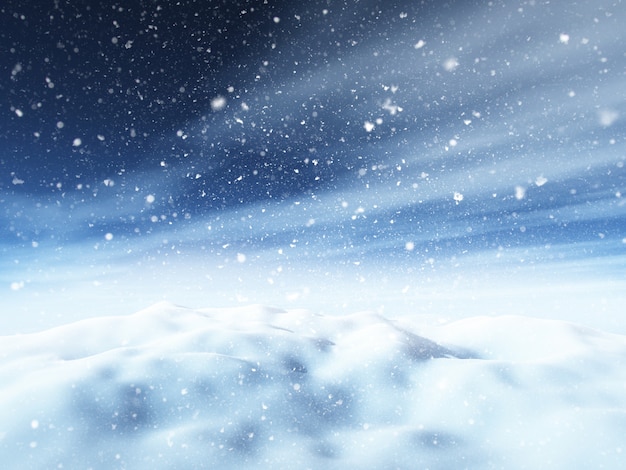 3D Christmas snowy landscape