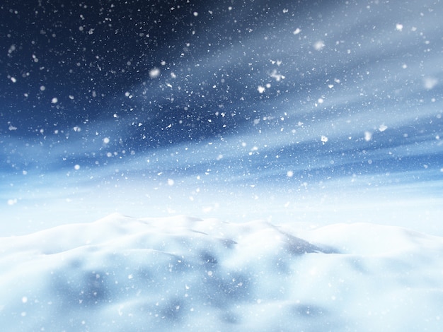 3D Рождественский снежный пейзаж