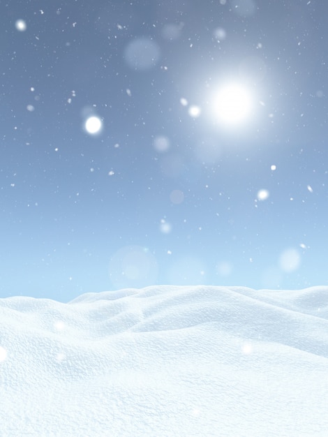 3D Christmas snowy landscape