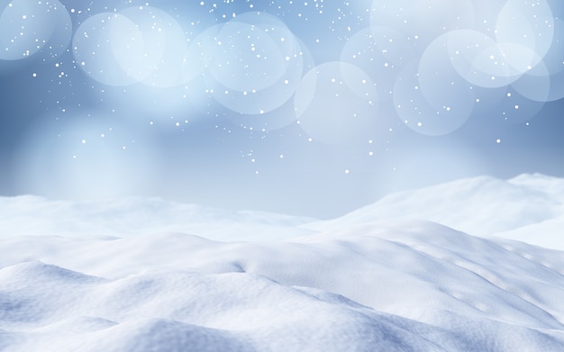 3d christmas snowy landscape