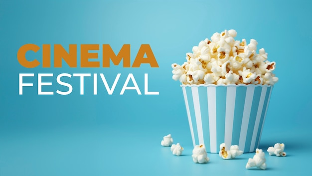 Free photo 3d cinema festival popcorn cup