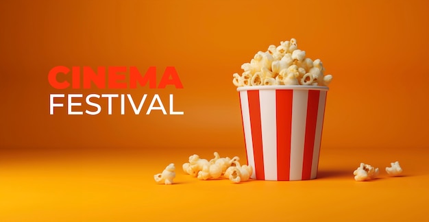 Бесплатное фото Фестиваль 3d-кино с чашечкой попкорна