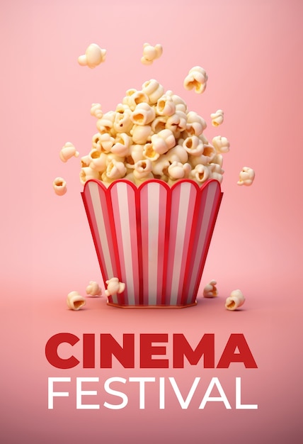 Foto gratuita festival del cinema 3d con una tazza di popcorn