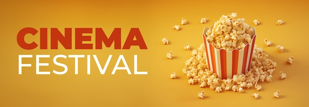 Free photo 3d cinema festival with popcorn cup