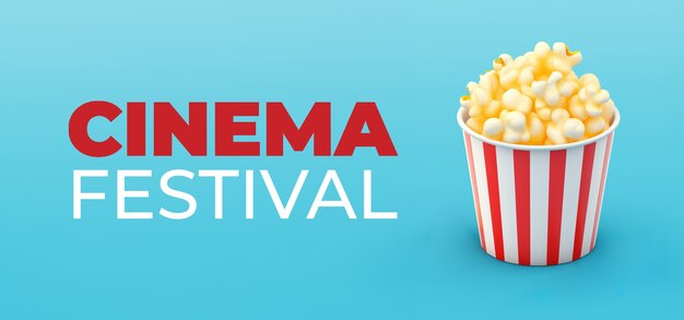 Free photo 3d cinema festival with popcorn cup