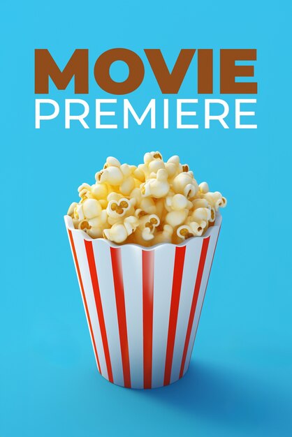 Free photo 3d cinema movie premiere popcorn cup