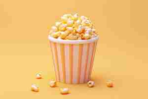 Бесплатное фото Кубок с попкорном из 3d-кинотеатра