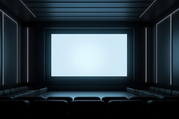 Sala cinematografica 3d con posti a sedere