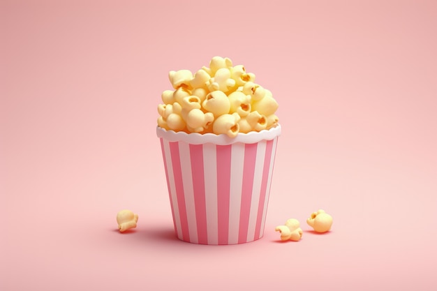 Free photo 3d cinema with popcorn cup