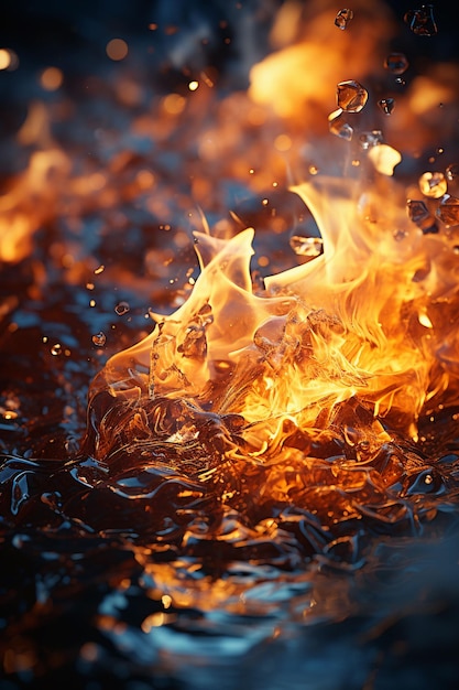 Free photo 3d close up fire elements background