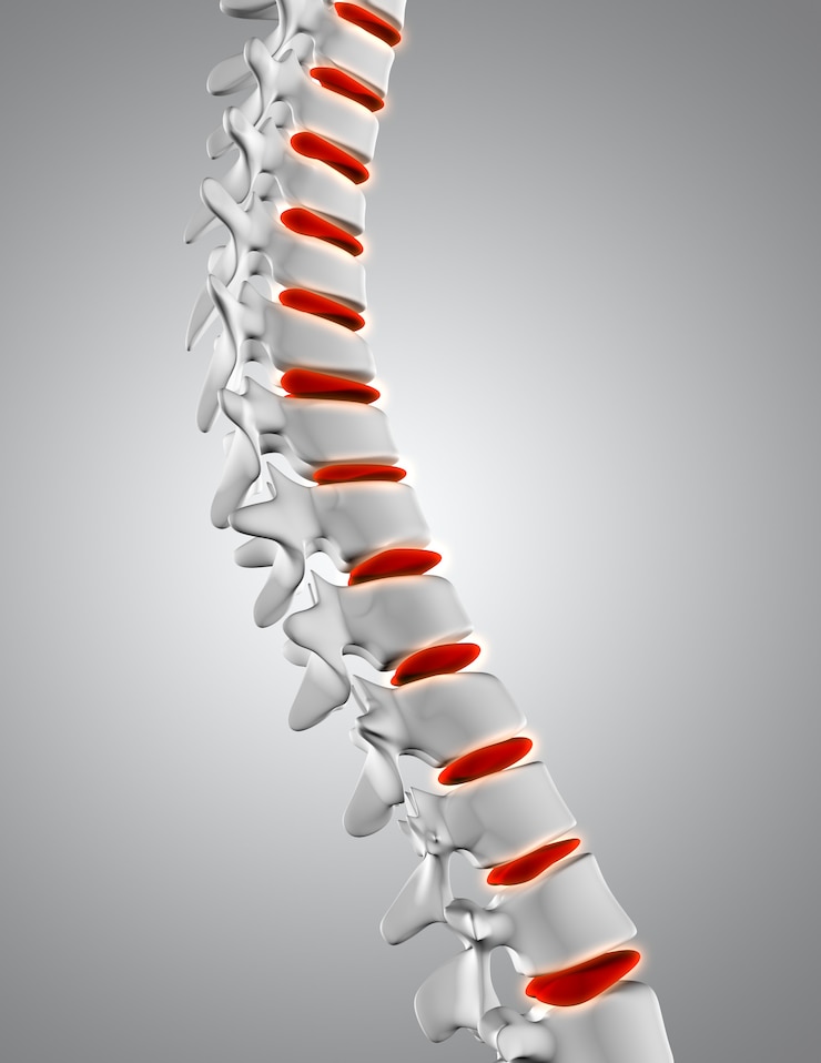 Free Photo 3d close up of spine with discs highlighted