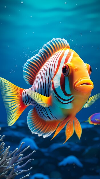 3d colorful fish underwater