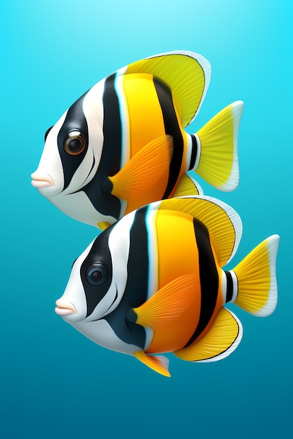 Free photo 3d colorful fish underwater