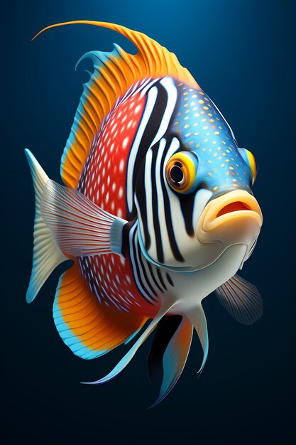 3d colorful fish underwater