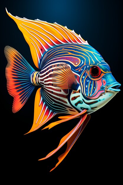 3d colorful fish underwater