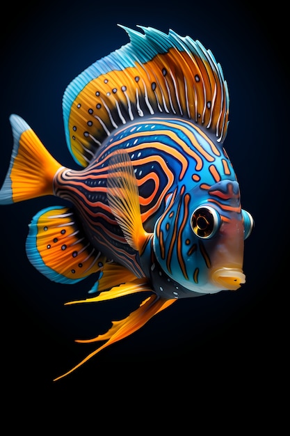 3차원, 다채로운, 물고기, 수중