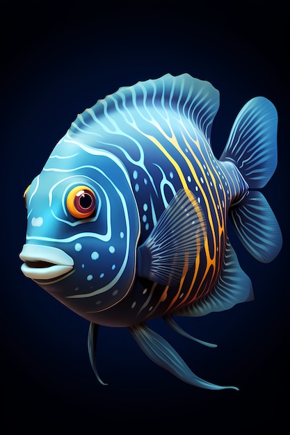 Free photo 3d colorful fish underwater