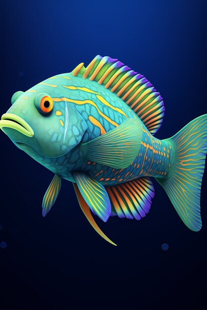 Free photo 3d colorful fish underwater