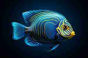 Free photo 3d colorful fish with dark background