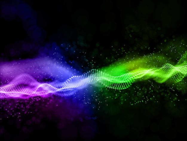 Free photo 3d colourful particle waves background design