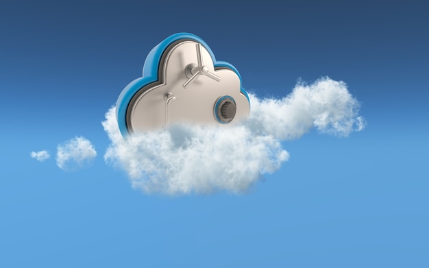 Foto gratuita immagine concettuale 3d di sicurezza nel cloud storage